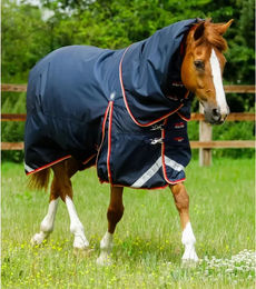 Premier Equine Buster Wasserdichte Outdoor-Pferdedecke mit Halsteil in Blau aus Nylon - 100 g – Bild 1 von 3