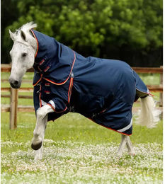 Premier Equine Buster Wasserdichte Outdoor-Pferdedecke mit Halsteil in Blau aus Nylon – Bild 1 von 6