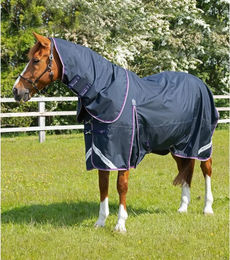 Premier Equine Buster Wasserdichte Outdoor-Pferdedecke mit Halsteil in Blau aus Nylon – Bild 1 von 6
