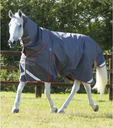 Premier Equine Buster Wasserdichte Outdoor-Pferdedecke mit Halsteil in Grau – Bild 1 von 1