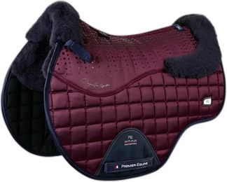 Premier Equine Capella Close Contact Merino Wolle Springteppich Square Weinrot/Navy – Bild 1 von 5