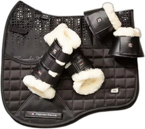 Produktbild von Premier Equine Carbon Tech Techno Wool Over Reach Gamaschen für Pferde Schwarz XXL