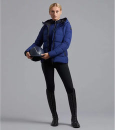 Premier Equine Casella Reitjacke für Damen mit Kapuze wasserabweisend Blau Größe 38 – Bild 1 von 2