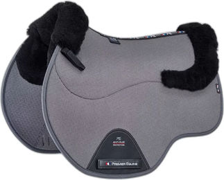 Premier Equine CC Air-Tech Square Stoßfeste Sattelmatte aus Merinowolle für Pferde in Grau – Bild 1 von 3