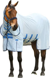 Produktbild von Premier Equine Combo Bug Buster Fliegendecke für Pferde aus Mesh-Stoff in Blau und Weiß