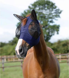 Produktbild von Premier Equine Comfort Tech Lycra Fliegenmaske für Pferde in Blau Größe S