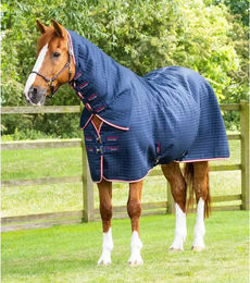 Produktbild von Premier Equine Dry-Tech Abschwitzdecke mit Halsteil in Blau