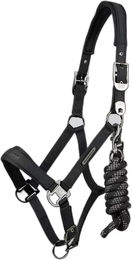 Premier Equine Duco Gepolstertes Nylonhalfter mit Führstrick für Pferde in Schwarz – Bild 1 von 5