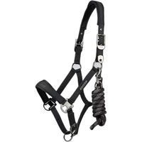 Produktbild von Premier Equine Duco Gepolstertes Nylonhalfter mit Führstrick für Pferde Schwarz