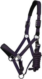 Premier Equine Duco Gepolstertes Nylonhalfter mit Führstrick für Ponys in Lila – Bild 1 von 6