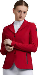 Produktbild von Premier Equine Evinco Damenreitjacke für Turniere in Schwarz und Rot Größe 38