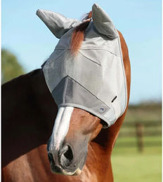 Premier Equine Fliegenmaske Buster Standard Plus für Pferde aus Polyester in Grau Silber Grösse M – Bild 1 von 4