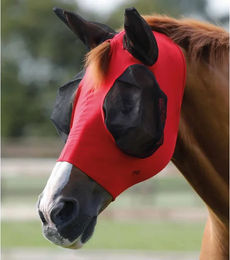 Premier Equine Fliegenmaske Comfort Tech Lycra für Pferde in Rot Größe XL – Bild 1 von 2
