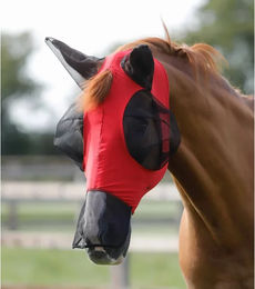 Premier Equine Fliegenmaske Comfort Tech Xtra Lycra für Pferde Größe L Rot – Bild 1 von 4