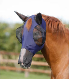 Premier Equine Fliegenmaske Comfort Tech Xtra Lycra Größe L Blau – Bild 1 von 4