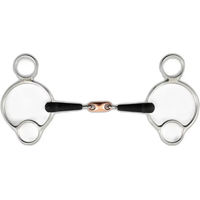 Produktbild von Premier Equine Gebiss mit 3 doppelt gebrochenen Ringen aus Gummi in Silber für Pferde