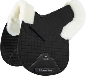 Premier Equine GP/Jump Numnah Sattelunterlage für Pferde mit dämpfendem synthetischem Schafsfell in Schwarz Full – Bild 1 von 5
