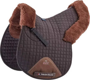 Premier Equine GP/Jump Numnah Sattelunterlage mit dämpfender Schafsfell-Unterlage in Braun – Bild 1 von 1