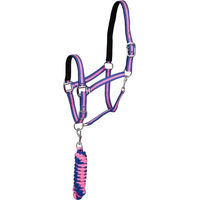 Produktbild von Premier Equine Halfter und Longiergurt Set aus Polyester für Pferde in Rosa Bunt
