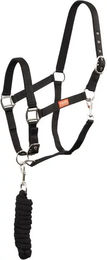Produktbild von Premier Equine Halfter und Strick Set aus Nylon in Schwarz für Pferde