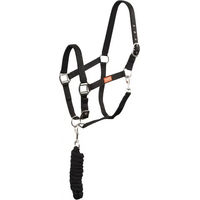 Produktbild von Premier Equine Halfter und Strick Set aus Nylon in Schwarz für Pferde