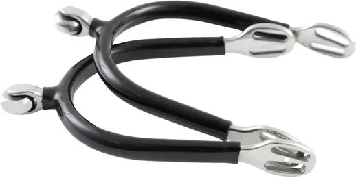 Premier Equine Kugelsporen mit Gummiüberzug in Silber und Schwarz – Bild 1 von 2