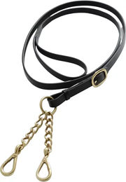 Premier Equine Leder-Präsentationszügel mit Ketten in Schwarz für Pferde – Bild 1 von 1