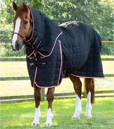 Produktbild von Premier Equine Lucanta Stalldecke mit Halsteil aus Polyester in Schwarz - 200 g
