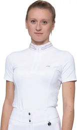 Produktbild von Premier Equine Maria Diamante Reitshirt Damen aus Baumwolle Blau Weiß Größe 38