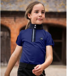 Premier Equine Mini Amia Reitshirt für Mädchen in Blau Größe 5/6 Jahre – Bild 1 von 2