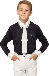 Produktbild von Premier Equine Mini Antonio Reitturnierhemd für Kinder aus Baumwolle Blau 9/10 Jahre