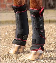 Premier Equine Nano-Tec Infrarot Stallgamaschen mit Neopren-Innenfutter Schwarz Rot – Bild 1 von 5