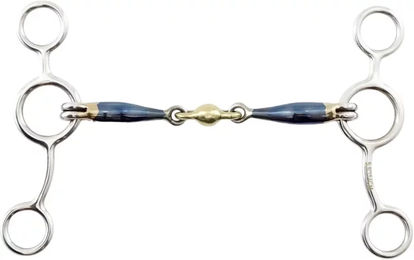 Produktbild von Premier Equine Pessoa Double Brisure 3-Ring Gebiss für Pferde aus Metall in Blau und Silber