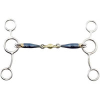 Produktbild von Premier Equine Pessoa Double Brisure 3-Ring Gebiss für Pferde aus Metall in Blau und Silber