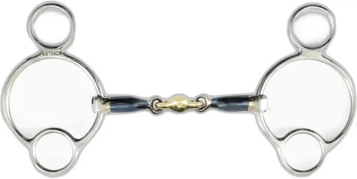 Produktbild von Premier Equine Pessoa-Gebiss für doppelt gebrochene Pferde aus Metall in Blau und Silber