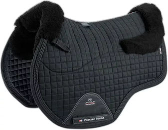 Premier Equine Pony Merino Sattelunterlage mit dämpfender synthetischer Schafsfell-Wolle in Schwarz – Bild 1 von 4