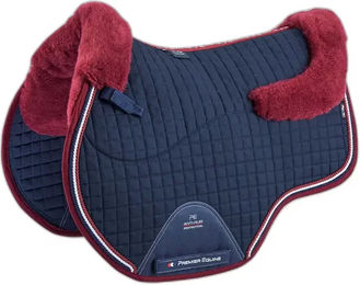 Premier Equine Pony Merino Sattelunterlage mit integrierter dämpfender synthetischer Schafsfell-Wolle in Blau – Bild 1 von 4