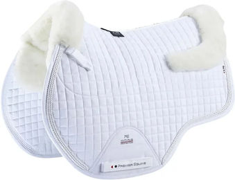 Produktbild von Premier Equine Pony Sattelunterlage mit integrierter dämpfender Merino-Wolle in Weiß