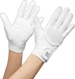 Produktbild von Premier Equine Presa Reitturnierhandschuhe aus Mesh und Kunstleder in Weiß Unisex Größe M