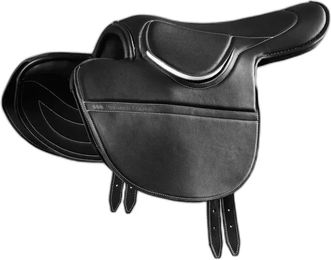 Produktbild von Premier Equine Racing Leder Sattel für Pferde mit halbem Sattelbaum in Schwarz
