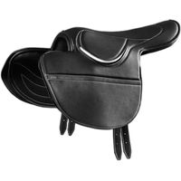 Produktbild von Premier Equine Racing Leder Sattel für Pferde mit halbem Sattelbaum in Schwarz