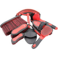 Produktbild von Premier Equine Reitputzset mit Bürsten in Schwarz und Rot