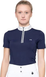 Produktbild von Premier Equine Reitshirt Maria Diamante Polo Damen Blau Baumwolle Größe 46