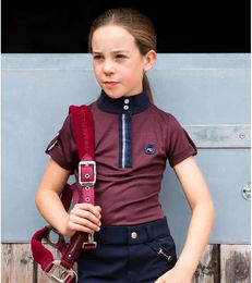 Premier Equine Reitshirt Mini Amia für Kinder in Braun und Rot – Bild 1 von 2