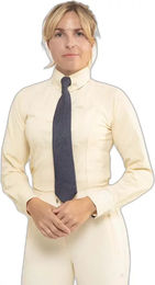 Produktbild von Premier Equine Reitturnierhemd Tessa Damen Langarm Beige Baumwolle Größe 38