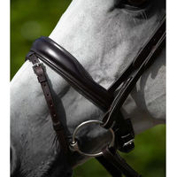 Produktbild von Premier Equine Rizzo Anatomisch geformte Trense mit kombiniertem Reithalfter aus Leder in Braun für Vollblut
