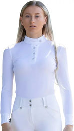 Produktbild von Premier Equine Rossini Lycra Turnierpolo Damen Weiß Größe 44