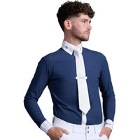 Produktbild von Premier Equine Rubato Langärmeliges Turnier-Poloshirt für Herren aus Baumwolle Blau Größe L