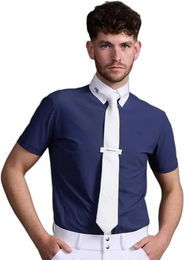 Premier Equine Rubato Turnier-Poloshirt für Herren aus Baumwolle Blau Größe L – Bild 1 von 2