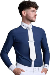 Produktbild von Premier Equine Rubato Turnier-Poloshirt für Herren aus Baumwolle Blau Größe M